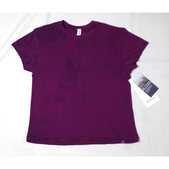 🆕LULULEMON Train to be Short Sleeve Top Burgundy Black XXS - Picture 5 of 9